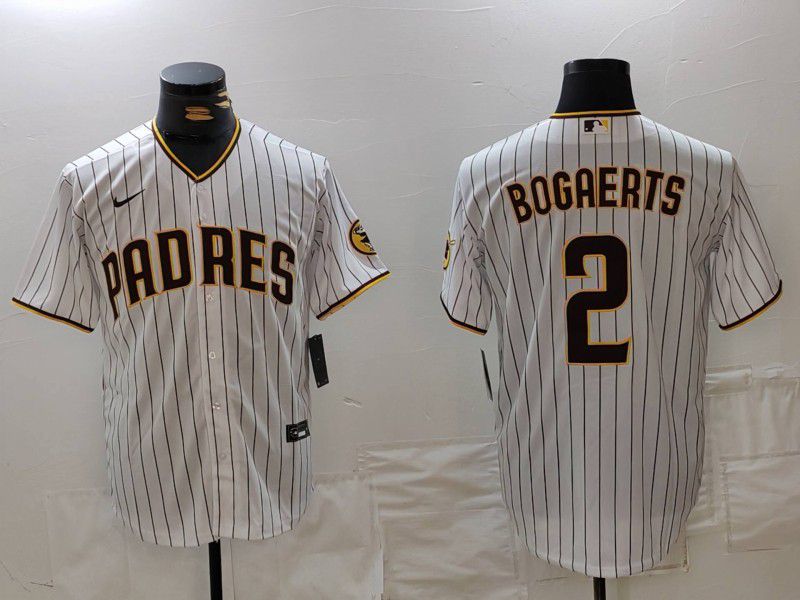 Men San Diego Padres #2 Bogaerts White Stripe Game 2024 Nike MLB Jersey style 1